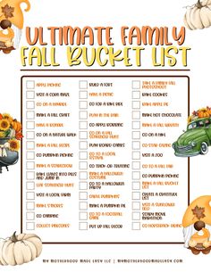 the ultimate family fall bucket list with pumpkins and other things to do on it