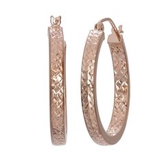 Earring Details: Length: 1 in. Backings: click-it Metal: 14k rose gold  Size: One Size. Color: Pink. Gender: female. Age Group: adult. Rose Gold Texture, Rose Gold Hoop Earrings, Jordan Blue, Nickel Free Earrings, Rose Earrings, Gold Hoops, Gold Texture, Jewelry Earrings Hoops, Gold Hoop