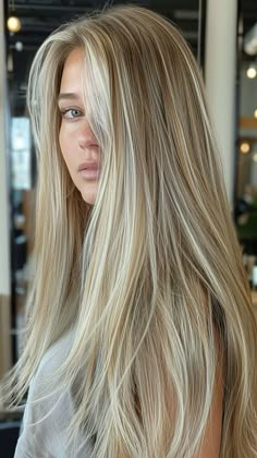 Straightened Blonde Hair, Georgie Hansen Hair, Dirty Blonde With Blonde Highlights, Natural Blonde With Money Piece, Dark Blonde Hair With Blonde Highlights, Blonde Half Head Highlights, Different Tones Of Blonde Shades, Toned Down Blonde, Cool Tone Blonde Highlights