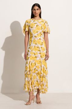 Esperanza Maxi Dress Isadora Floral Mom Wedding Outfit, Johanna Ortiz Dresses, Yellow Floral Maxi Dress, Lace Motifs, Yellow Maxi Dress, Dresses By Color, Yellow Maxi, Full Length Skirts, Maxi Dress Sale