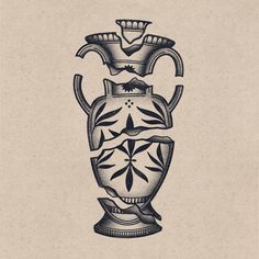 an antique vase is shown in black and white