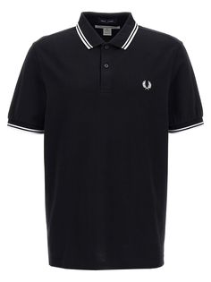 Comme des Garçons Shirt x Fred Perry polo shirt in piqué cotton with front logo embroidery, back print, and short sleeves. Composition: 100% cotton Perry White, Fred Perry Polo Shirts, New Shirt Design, Fred Perry Polo, Embroidered Polo Shirts, Comme Des Garcons Shirt, Knitwear Tops, Logo Embroidery, Comme Des Garcons