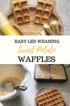 baby led weaning sweet potato waffles recipe with bananas and peanut butter