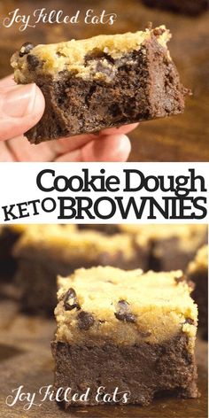 cookie dough keto brownies with chocolate chips