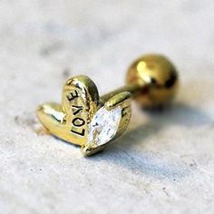 Gold Lovely Heart Cartilage Earring Forward Helix Jewelry, Helix Jewelry, Bar Stud Earrings, Cartilage Earring, Bar Studs, Earring Gold, Tiny Studs, Tiny Stud Earrings, Cubic Zirconia Earrings