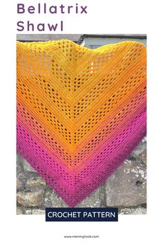 a crocheted shawl is shown with the words,'bellatrix shawl '