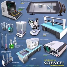 an image of science related items on the cover of a magazine or brochure