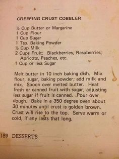 an old recipe for creping crust cobbler