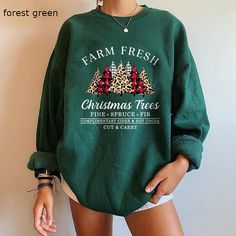 Farm Fresh Christmas Trees Unisex Crewneck Sweatshirt, Leopard Tree Plaid Tree Christmas, Farm Fresh Christmas Trees, Griswold Christmas, Christmas Tree Sweater, Christmas Crewneck Sweatshirt, Tree Sweater, Cute Christmas Shirts, Fresh Christmas Trees, Christmas Tree Shirt