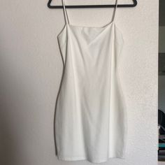 White, Fitted, Spaghetti Strap Dress From Lulus. Size Medium. Excellent Condition. Never Worn. Fully Lined, Square Neck Line, Hidden Back Zipper. White Mini Dress With Straight Neckline And Lining, White Fitted Cami Mini Dress, White Square Neck Slip Dress For Spring, White Cami Sundress Mini Dress, White Cami Sundress, White Slip Dress With Spaghetti Straps For Date Night, White Fitted Sundress, White Slip Dress With Straight Neckline For Date Night, White Elegant Cami Mini Dress