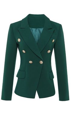 Off The Cuff Emerald Green Long Sleeve Button V Neck Lapels Blazer Jac – Indie XO Dark Green Blazer, Costume Africain, Fitted Blazer Jacket, Crepe Blazer, Lapel Blazer, Women's Blazers, Green Blazer, Blazer Designs, Tailored Blazer