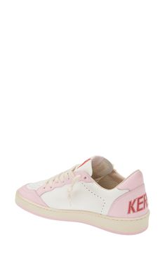 Inspired by '80s-era college basketball styles, this low-top with glittery accents is strategically scuffed to look like a winning pair from your varsity days. Lace-up style Removable insole Leather upper/leather and textile lining/rubber sole Made in Italy Women's Designer Shoes