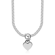 A cute heart motif charm hanging from the toggle lock accents the adorable style of this rolo chain necklace. Crafted in rhodium plated sterling silver, this necklace comes in 16" and 18". Heart Motif, Necklace Craft, Cute Heart, Necklace Brands, Mom Necklace, Rolo Chain, A Heart, Luxury Jewelry, Rhodium Plated