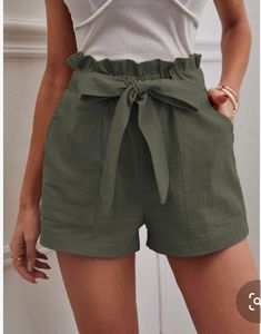 Paper Bag Shorts, Top Wedding Dresses, Lace Sweater, Linen Casual, High Waist Fashion, Belted Shorts, Style Noir, Pantalon Large, Wide Pants