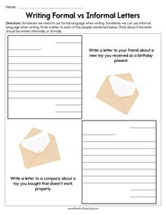 Formal Letter Worksheets Formal Letter Writing, Formal Letter, Letter Writing Template, A Formal Letter, Alphabet Worksheets Kindergarten, Handwriting Practice Worksheets, Have Fun Teaching, Library Activities