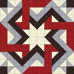 a red and gray quilt with an intricate design