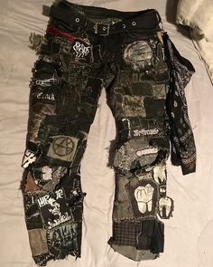 Patch Cargo Pants, Patched Cargo Pants, Punk Patchwork Pants, Diy Crust Pants, Baggy Patch Pants, Patchwork Overalls Diy, Crust Punk Pants Diy, Baggy Crust Pants, Crust Pants Patches