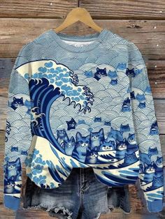 Affordable price buy Sweatshirts on Lilicloth.com, SPU: 1W61FSW9L290E, Color: Blue, Theme:Spring/Fall, Thickness:Heavyweight. Ray Music, Fall Cat, New Line Cinema, Socks And Sandals, Sony Pictures, Casual Spring, Blue Waves, Electronic Devices, Pant Shirt