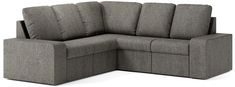 a grey couch with two recliners on the back and one arm folded out