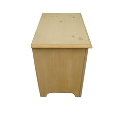 a small wooden table on a white background