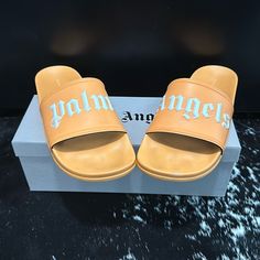 Lightly Worn 8/10 Palm Angels Slides, Palm Angels Shoes, Palm Angels, Flip Flop Sandals, Color Orange, Flip Flops, Slides, Shoes Sandals, Men's Shoes