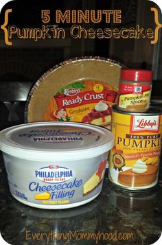 the ingredients for pumpkin cheesecake are shown