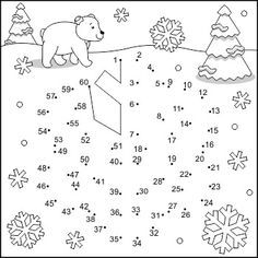 a coloring page with numbers and an image of a bear on the snowflakes