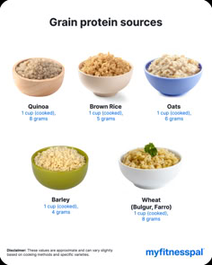 grain protein sources are shown in this graphic above the information on how to use them