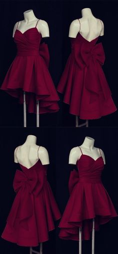 Prom Dresses High Low, Gowns With Bow, Burgundy Prom Dresses, Burgundy Prom, High Low Prom Dresses, Cute Dress Outfits, Burgundy Prom Dress, Dresses High Low, Pretty Prom Dresses