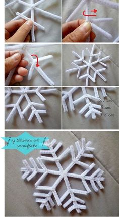 how to make a snowflake ornament out of yarn and felt - step by step instructions