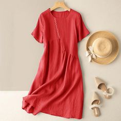 SPU: XH-81784-YXCFabric Name: 95% Cotton-5% NylonPattern: Solid ColorProcess: PaneledStyle: ElegantLength: Mid-LengthCollar: Round NeckPopular Elements: Solid ColorSleeve Type: Short SleeveOccasion: HolidayTheme: SummerNOTE: If you are not sure, please choose a larger size. If you have any doubts about this product, we suggest you contact our customer service team. Due to the color difference between the screens of different electronic devices (computers, mobile phones or ipads), especially the Red Non-stretch Short Sleeve Midi Dress, Short Sleeve Red Midi Dress, Red Short Sleeve Midi Dress, Red Non-stretch Casual Dress, Casual Red Non-stretch Dress, Red Relaxed Fit Dress For Spring, Red Solid Color Dress For Spring, Red Solid Color Summer Dress, Red Solid Color Spring Dress