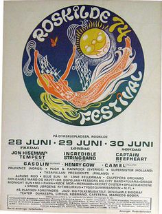 an old poster advertising a festival for the people who are performing in front of them