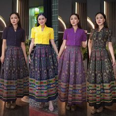 Vintage Lanna TRADITIONAL CLOTHES SET Available In Four Colors - Thailand Vintage Skirt And Blouse Clothe Set For Women 2 piece set Shirt and skirt  Cotton fabric, printed pattern, no lining, no glue. Slim-fit collar shirt, front buttons, shirt length 16-17 inches. High waist skirt Tweed pleated style, not smocked, has a back zipper, length 37 inches. Package contents; 1 crop 1 skirt Material : Cotton Fabric Size Top : 34/ Chest 34 inches / Length 16 inches 36/ Chest 36 inches / Length 16 inches Traditional Clothes, Vintage Rock, Skirt And Blouse, Clothes Set, Set For Women, Vintage Skirt, Dress Clothes For Women, Collar Shirts, Traditional Outfits