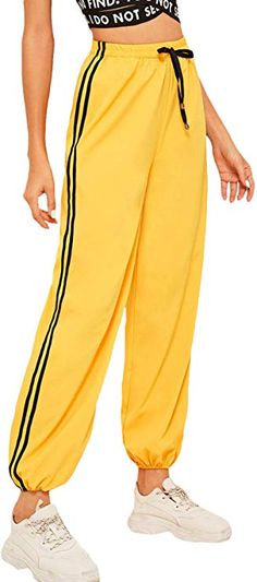 Yellow Sweatpants, Pretty Pants, Striped Sweatpants, Sweatpants With Pockets