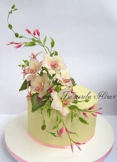 there is a cake with flowers on it