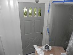 a door is being installed in the entry way