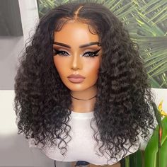 PRICES MAY VARY. Hair type : Curly wig Deep Wave Bob, Pretty Wigs, Lace Frontal Bob, Curled Bob, Curly Lace Frontal, Brazilian Hair Wigs, Remy Hair Wigs, Afrikaanse Mode, Bob Lace Front Wigs