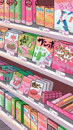 the shelves in a store are filled with different types of candy and other items for sale