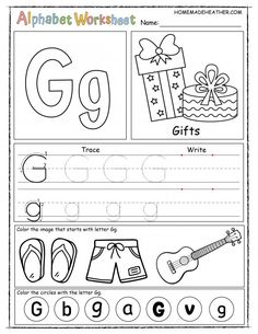 the alphabet worksheet for children to practice letter g