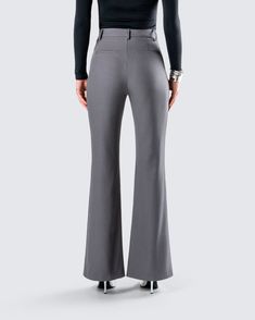 Nothing beats a sleek and classy pair of trousers 👏 Perfect for your 9-5 and your 5-9, these pants, made from stretch suiting fabric and complete with a flared leg and high rise fit, are a certified closet essential 🤩 Wide Leg Stretch Dress Pants For Business, Business Stretch Wide Leg Dress Pants, Stretch Wide Leg Dress Pants For Business, Elegant Elastane Dress Pants For Office, Elegant Stretch Wide Leg Pants For Office, Elegant Fitted Flares For Workwear, Elegant Fitted Flares For Work, Elegant Stretch Elastane Flares, Fitted Formal Wide Leg Flare Pants