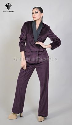 Wine Color Double-Breasted Two-Piece Suit with Satin Lapel - Women's Elegant Blazer & Flared Pants Make an elegant impression with this wine-colored double-breasted suit, crafted for women who appreciate sophistication and style. Featuring a chic satin lapel blazer and flattering flared pants, this set is perfect for office wear, weddings, and special events. The luxurious wine color adds a bold yet refined touch to your wardrobe, making it a versatile choice for any occasion. Features: Premium Fabric: Smooth, high-quality fabric that feels luxurious and is comfortable for all-day wear. Double-Breasted Blazer: Classic double-breasted design with satin lapels for a polished, sophisticated look. Flared Pants: High-waisted, tailored fit with a flared silhouette that elongates the legs and add Bride Suit, Morning Suits, Elegant Blazers, Womens Suits, Lapel Blazer, Slim Fit Suits, Wedding Attire Guest, Classic Suit, Wine Color