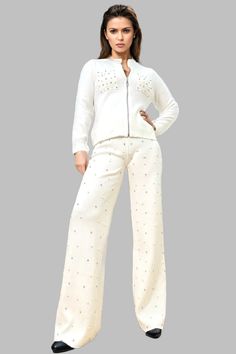 COLLECTIONS – N by Nancy Sweater With Pearls, Suit Pant, Rhinestone Embellishments, Knit Pants, Knit Set, Zip Sweater, Skirt Suit, British Indian, Trinidad And Tobago