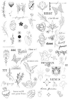 the different tattoos on this page are drawn by hand