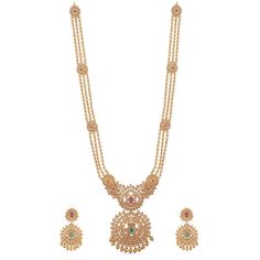 Binal Antique Long Necklace Set | Indian Long Necklace Online - Tarinika White Stone Necklace Indian Gold, Antique Long Necklace, Gold Jwellary, Indian Long Necklace, South Indian Temple, Indian Jewelry Set, Earring Indian, Long Necklace Set, Indian Choker Necklace