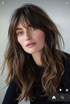 Layered Hair Long Curtain Bangs, 90s Layered Hair Long, Locks With Bangs, Hair Long Curtain Bangs, 90s Layered Hair, Layered Hair Long, Parisian Hairstyles, Bangs Over 40, Long Hairstyles With Layers