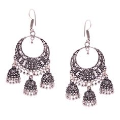 Overview These stylish Earrings set from JewelryTrack will certainly leave you spellbound. These Earrings set have an excellent finish and gives out an exquisite sense of style. If you are looking for an amazing Fashion Jewelry set for special occasions such as Anniversary, Engagement, Party, Wedding or for gifting , then your search ends here. Item Description COLOR : Silver Metal: Brass with Good Quality Silver Plated Lenght: 8 cm width: 4 cm OCCASION: PARTY WEAR , WEDDING, MARRIAGES, CASUAL, Fusion Style Danglers With Latkans For Navratri, Fusion Style Dangle Jhumkas For Festivals, Navratri Chandbalis With Latkans Drop Earrings, Chandbali Earrings With Bells For Festivals, Fusion Style Dangle Chandbalis For Festivals, Fusion Style Chandbalis Dangle For Festivals, Festival Fusion Style Dangle Chandbalis, Metal Fusion Style Chandbalis For Festivals, Fusion Style Metal Jhumkas For Festivals