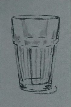 a pencil drawing of a glass sitting on top of a table