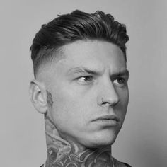 Skin Fade Haircut Men, Mens Slicked Back Hairstyles, Slick Back Haircut, Mid Skin Fade, Fade Haircuts For Men, Swept Back Hair, High Fade Haircut