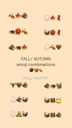 the fall and autumn icons are arranged in different styles, colors, and shapes for each type of item