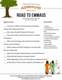 the road to emaus worksheet is shown with an image of two people talking